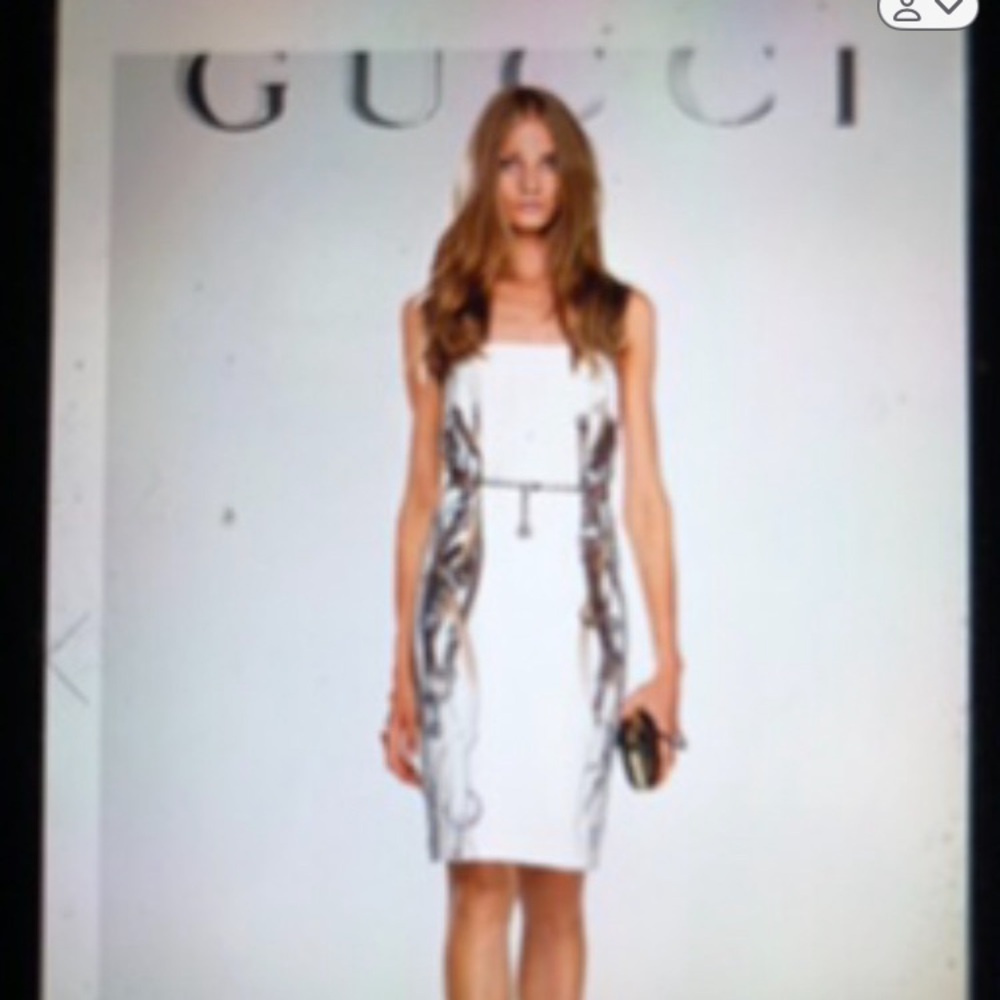 Gucci Cream and Brown Silk Dress Authentic